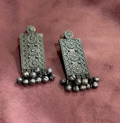 Asha Black Oxidised Earrings