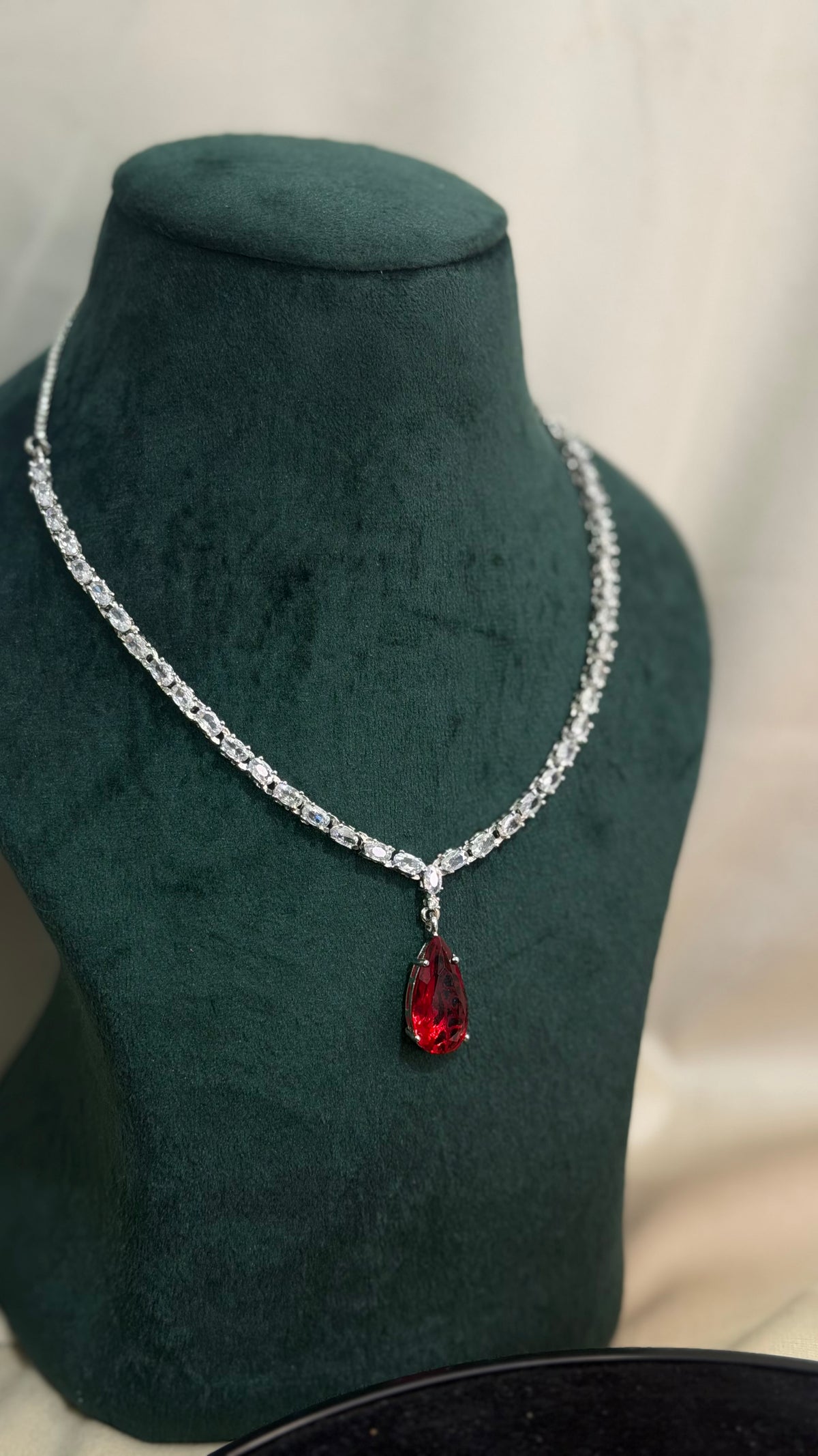 Passion Ruby Teardrop Necklace Set | Party Wear Jewelry