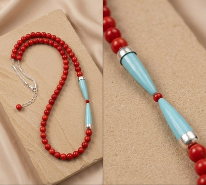 Red Coral & Turquoise Statement Set | Artisan Gemstone Jewelry