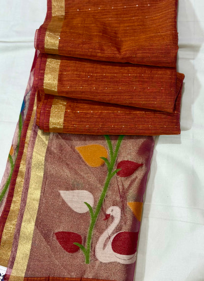 Soft Cotton Silk Blend Festive Saree – Grand Tissue Pallu Edition