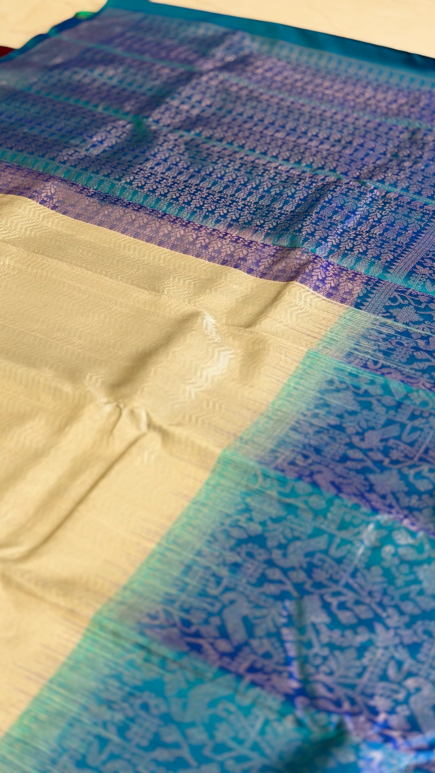 Peacock blue Pure Kanchipuram Silk
