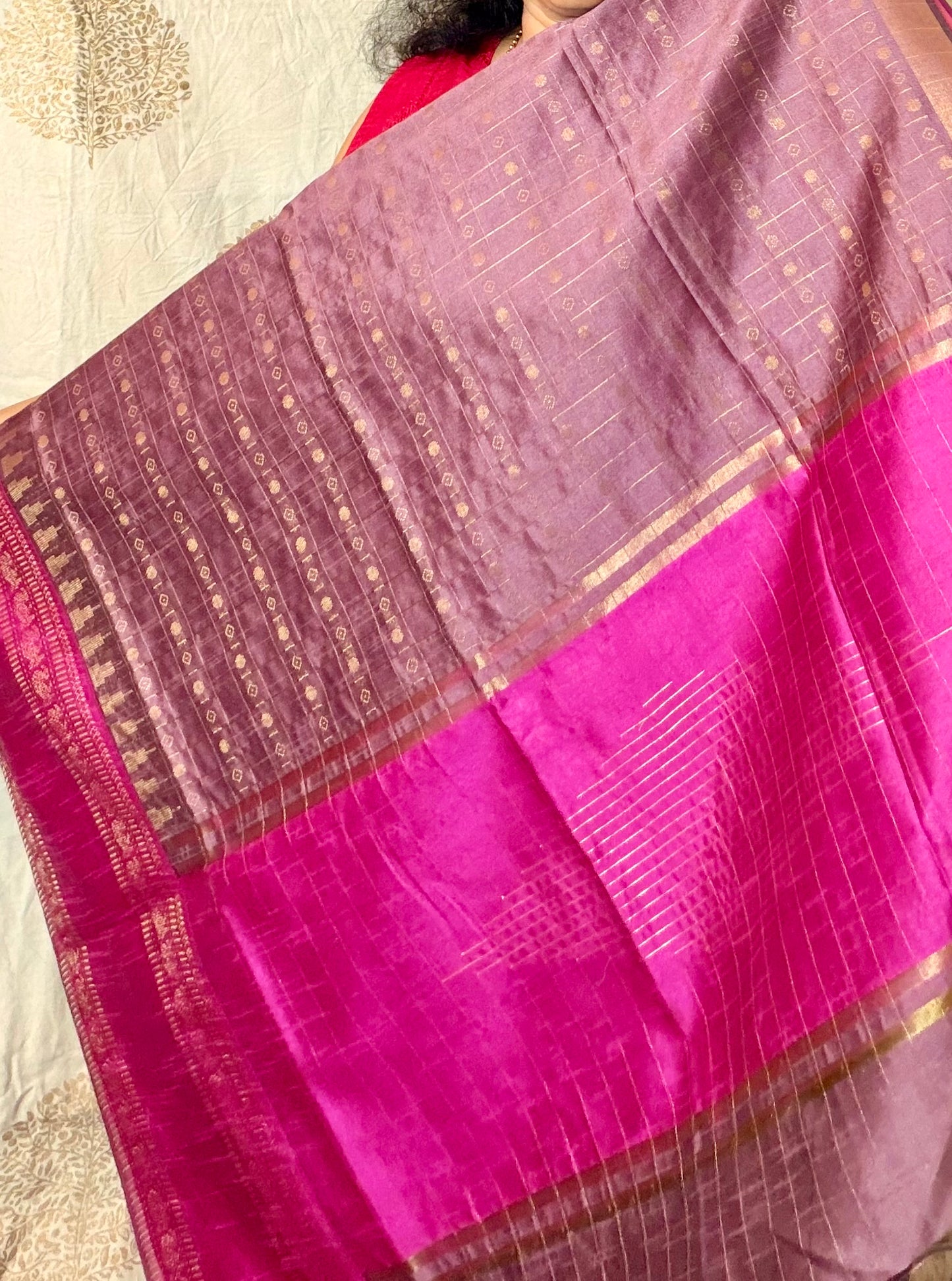 Ethereal Mauve & Magenta Tussar Silk Saree