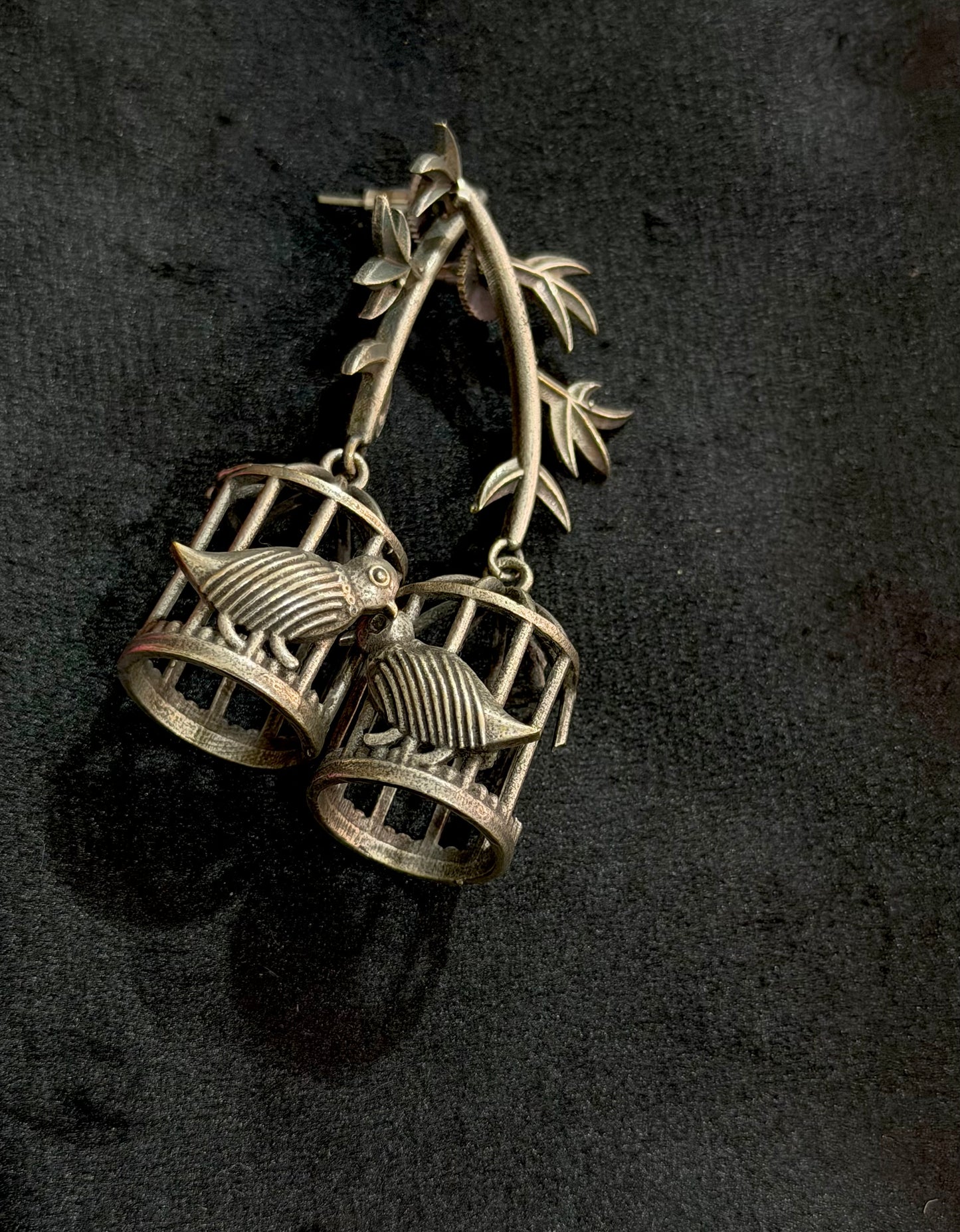 Birdie Black Oxidised Earrings