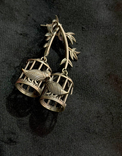 Birdie Black Oxidised Earrings