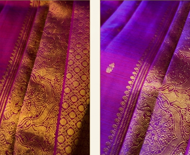 Majestic Magenta: The Aadhira Kanchipuram Pure Silk Saree