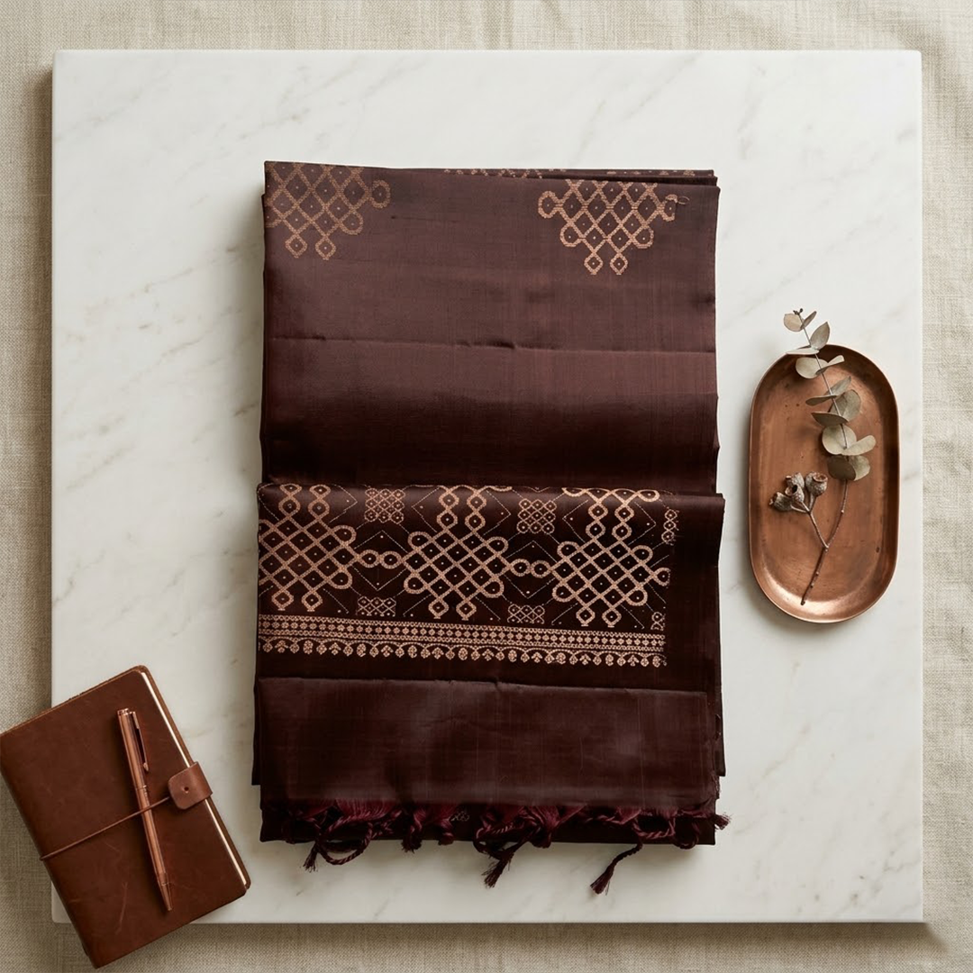 The Earthy Elegance: Coffee Brown Pure Kanjivaram Silk Saree