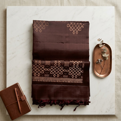 The Earthy Elegance: Coffee Brown Pure Kanjivaram Silk Saree