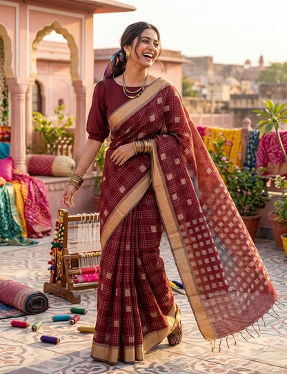 Jute silk with embroidery