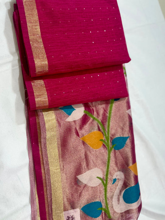 Soft Cotton Silk Blend Festive Saree – Grand Tissue Pallu Edition