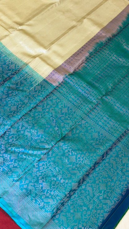 Peacock blue Pure Kanchipuram Silk