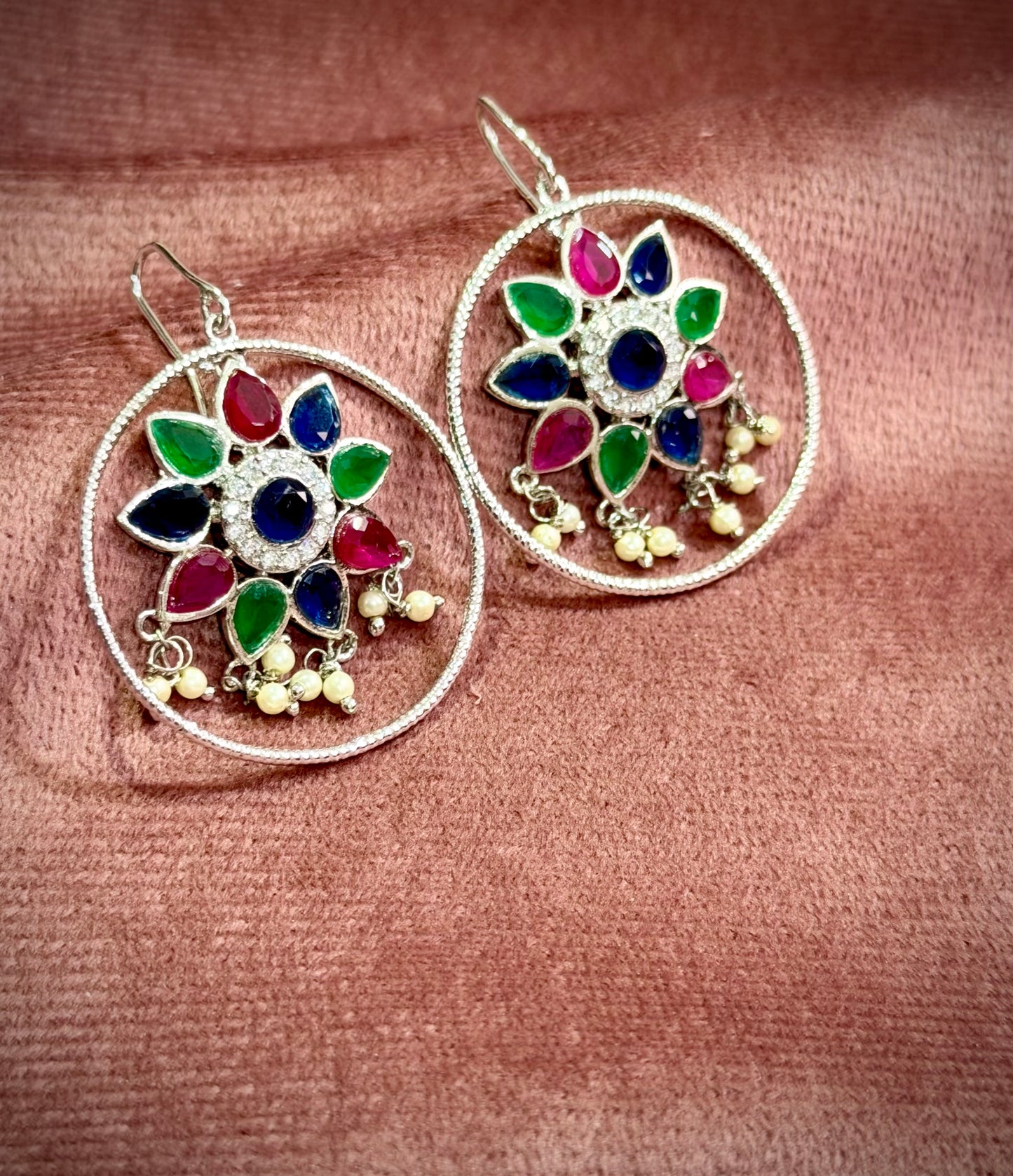 Multistone Silver Earrings