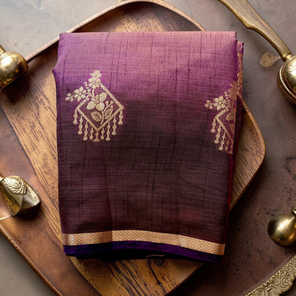 Heritage in Violet: Tussar Silk Saree