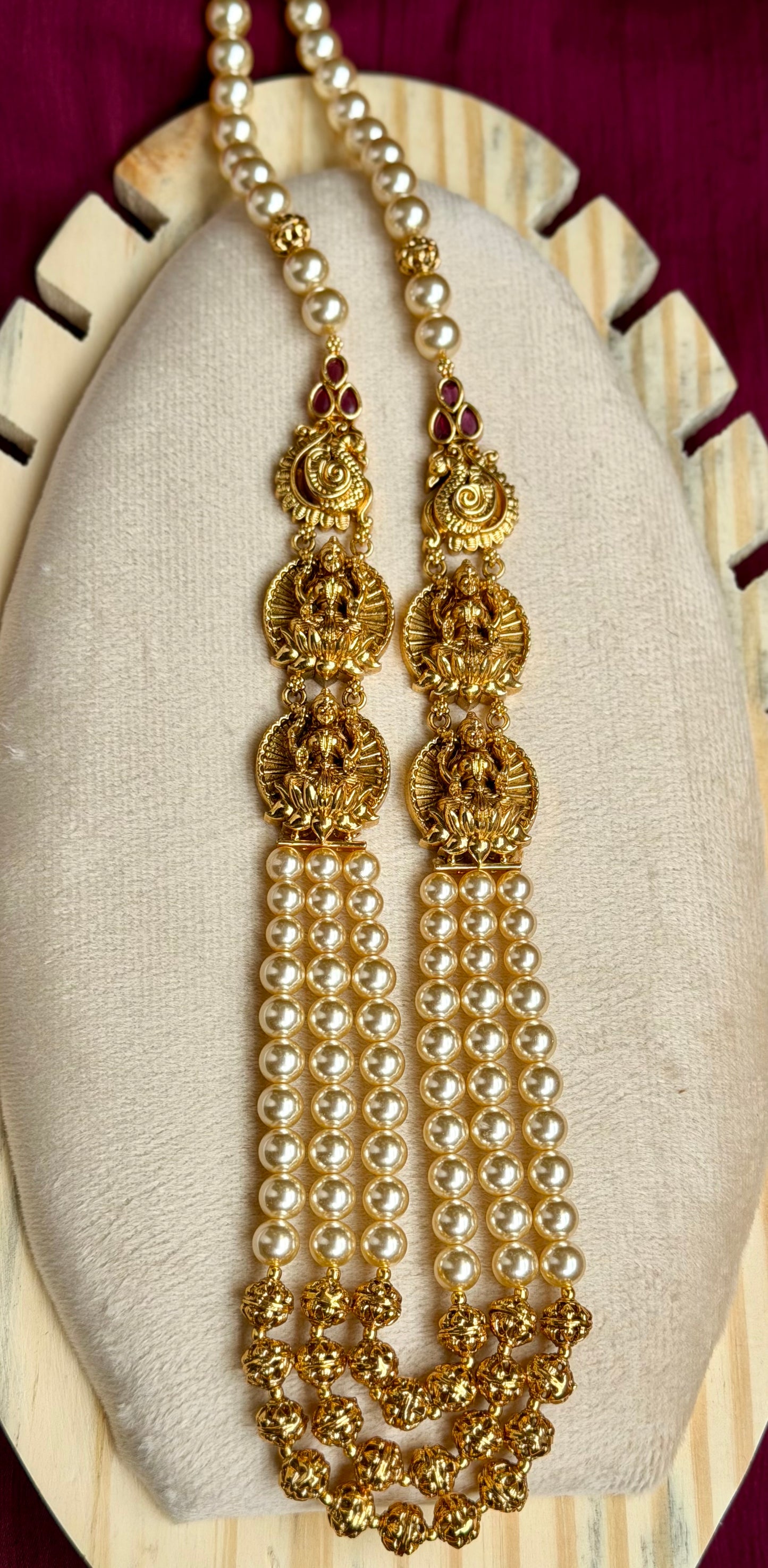 Divine Multi-Layered Swarovski Pearl & Goddess Haaram