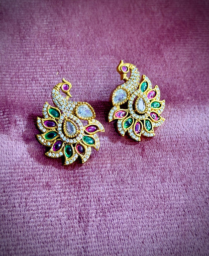 Gorgeous Multi stone Peacock Studs