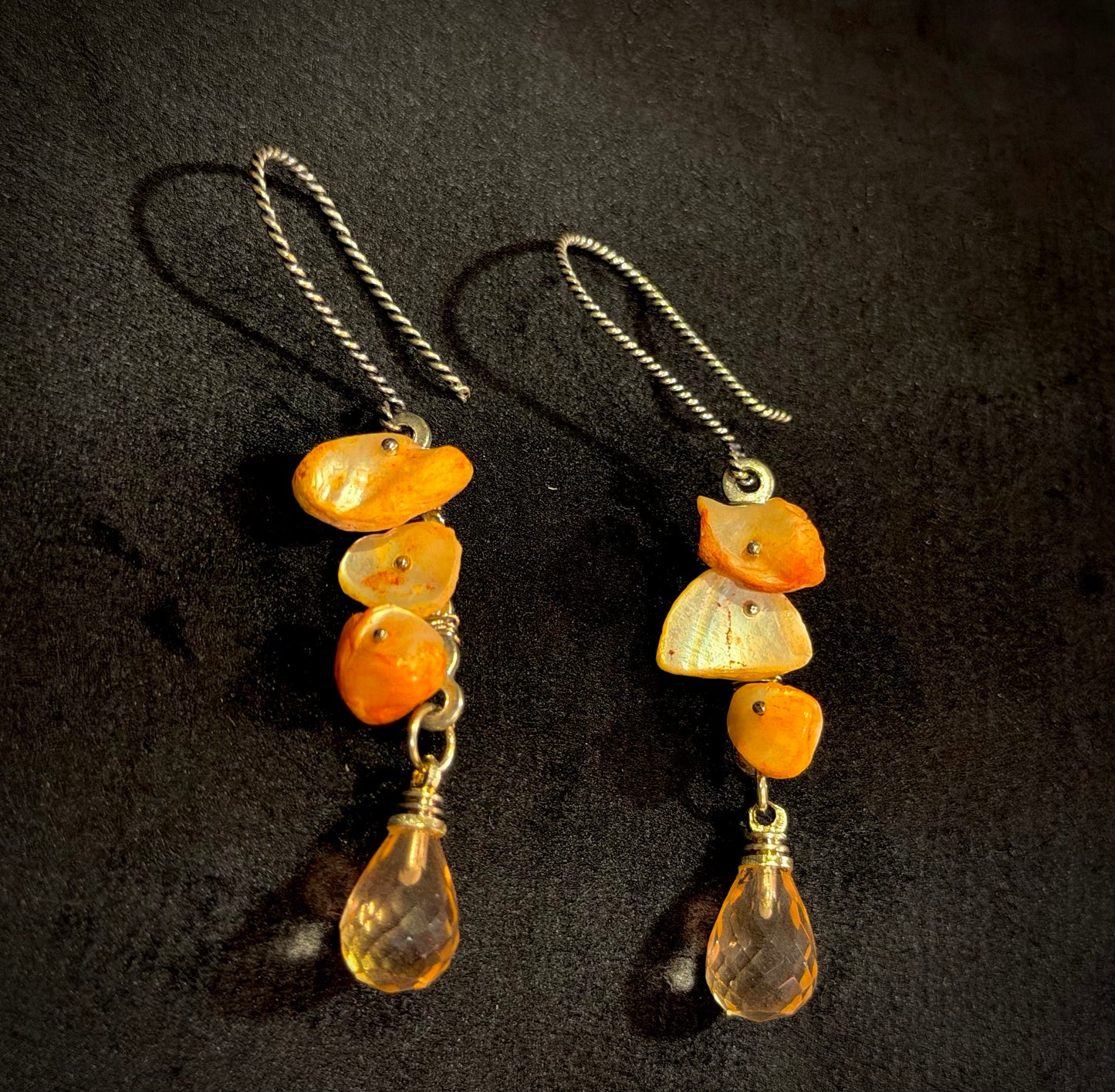 Celestial Crystal Drops in Oxidised silver
