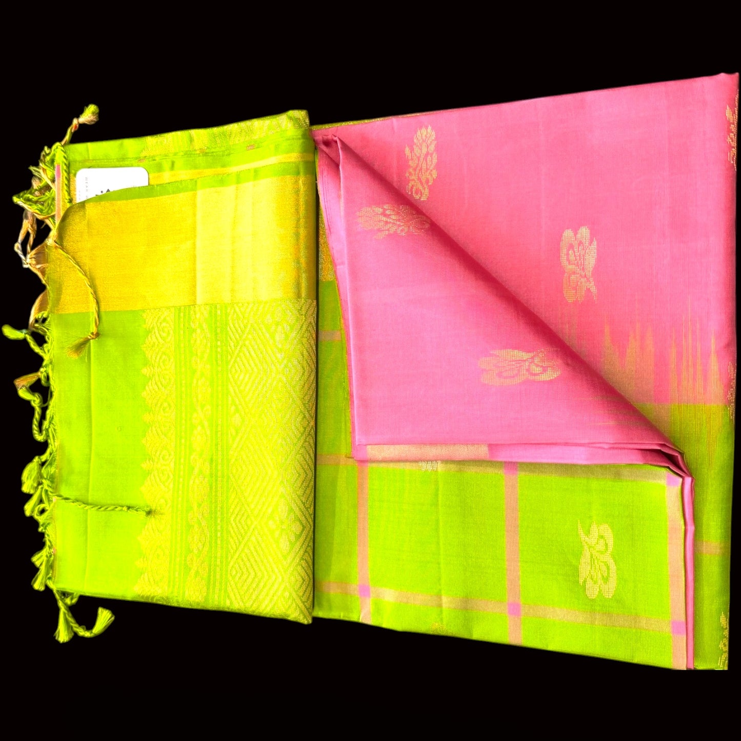 Modern Green Pink Combo in Pure Kanjivaram Silk