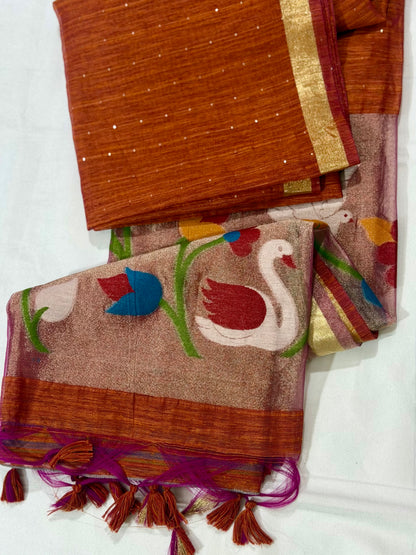 Soft Cotton Silk Blend Festive Saree – Grand Tissue Pallu Edition