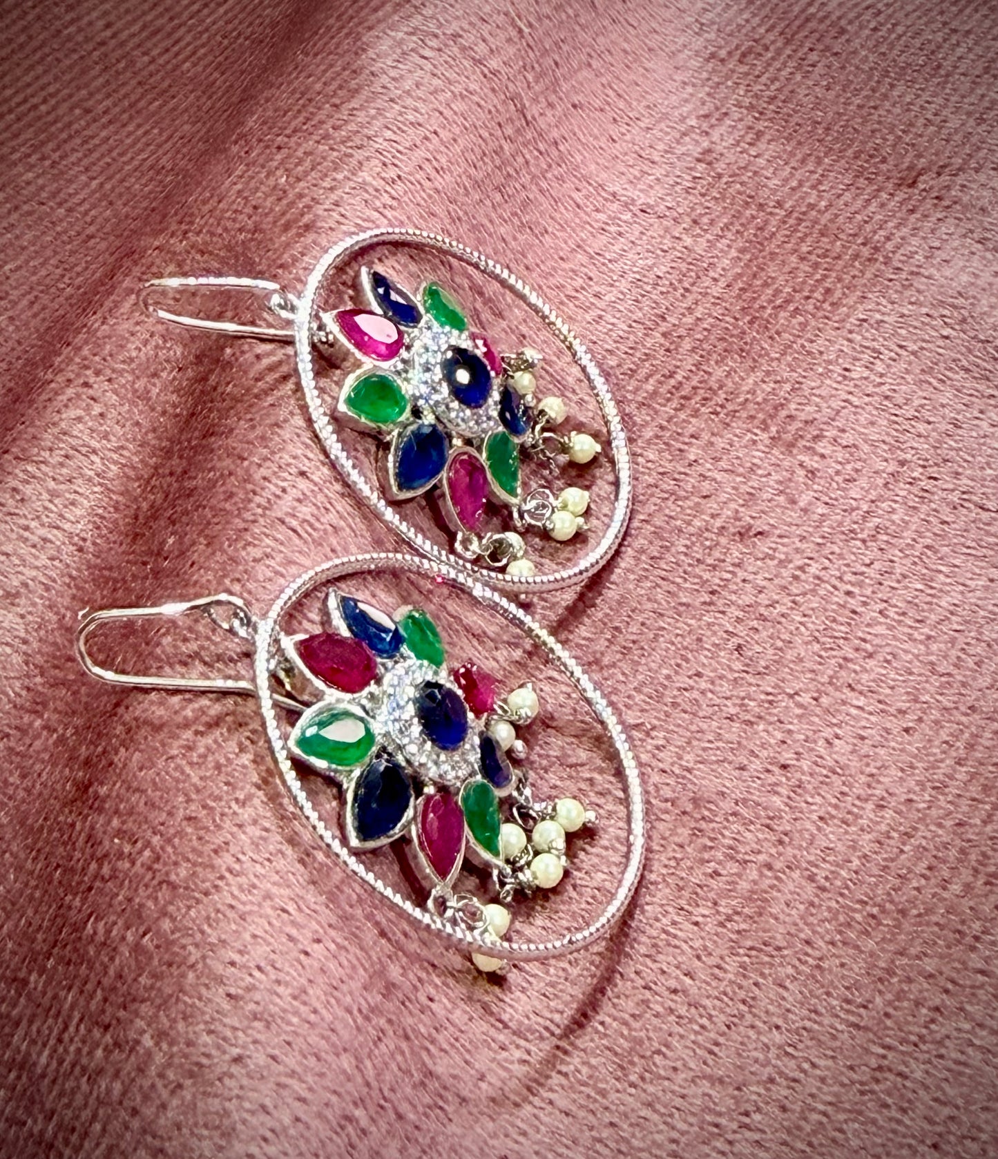 Multistone Silver Earrings