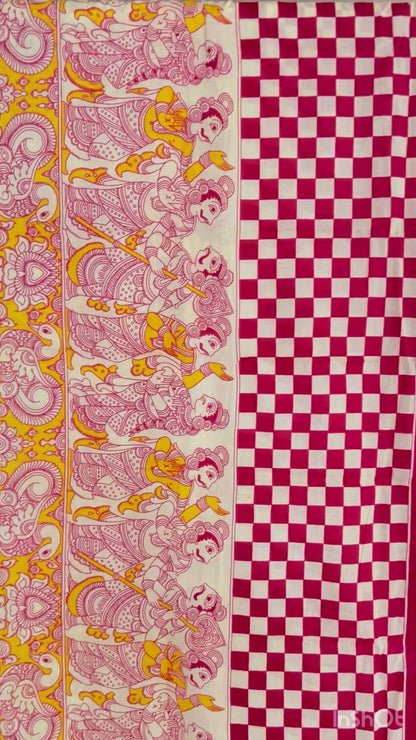 Beautiful Red kalamkari cotton saree
