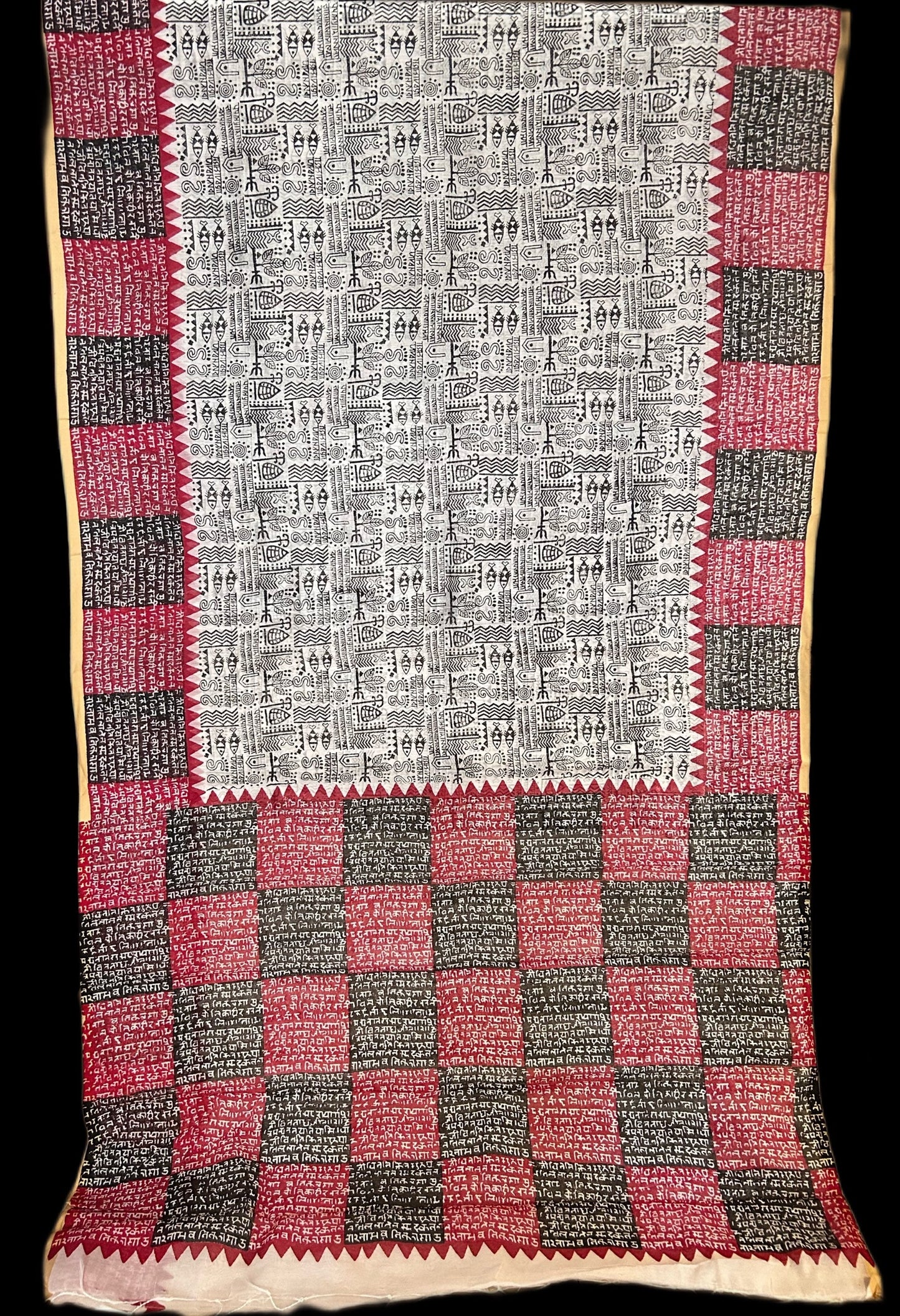 Fish print kasavu cotton saree