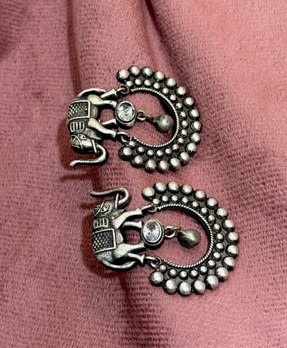 Haathi Oxidised Earrings