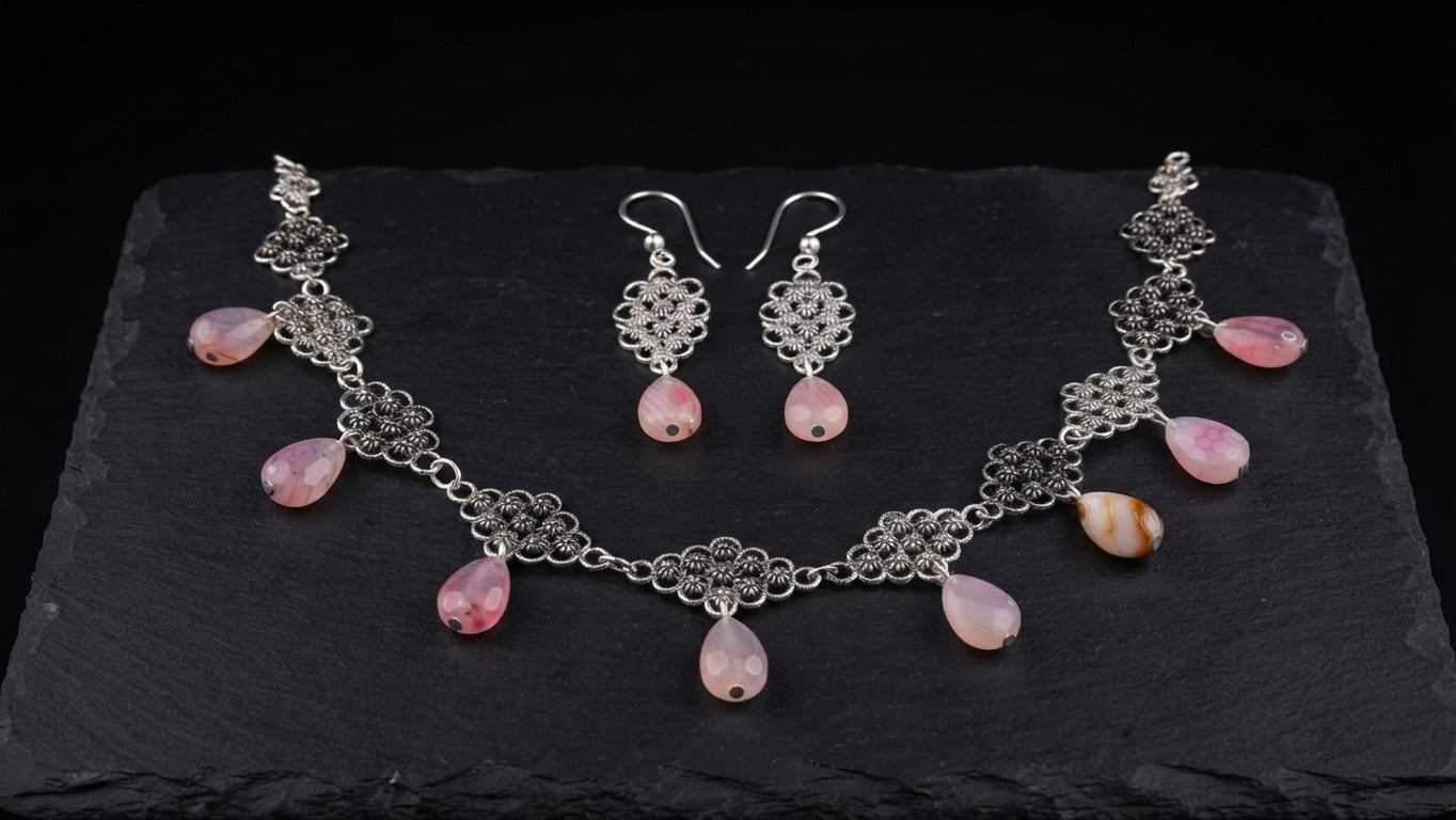 Blush Pink Oxidised Set | Hridha