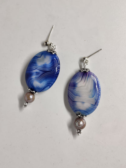 Agate semiprecious earring