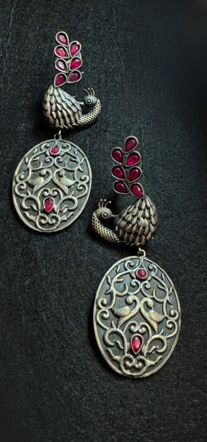 Antique peacock earrings
