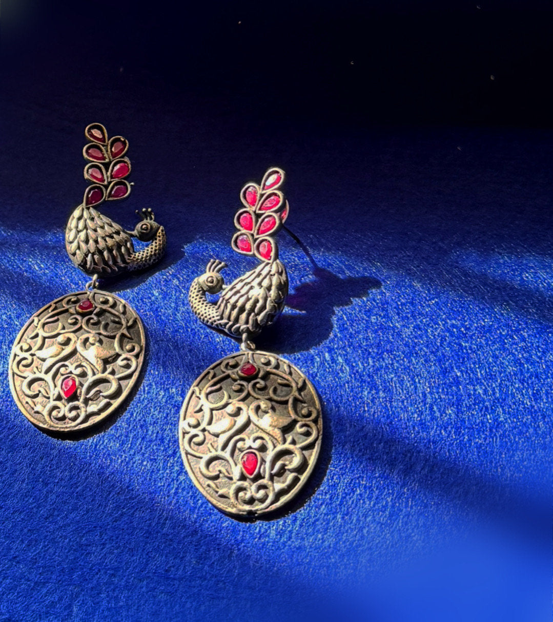 Antique peacock earrings