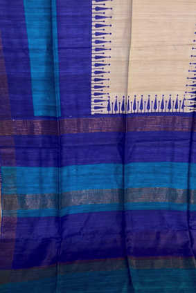Gorgeous Tussar ghicha saree with block prints