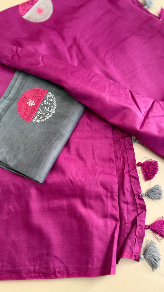 Royal Majenta n Grey Combo