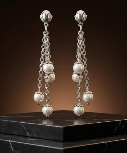 Tiered Silver Pearl Chandelier Drops