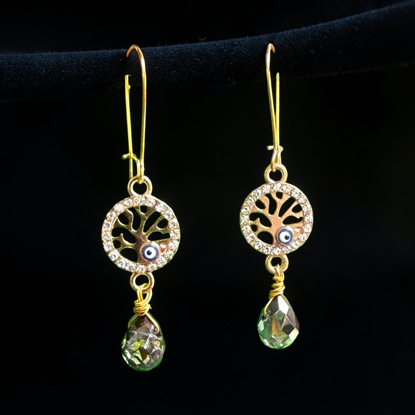 Mystic Arbor Drop Earrings – Tree of Life with Evil Eye