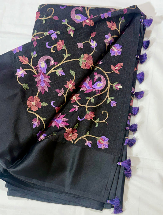 Premium All-Over Embroidered Tussar Sarees – Reception Edition