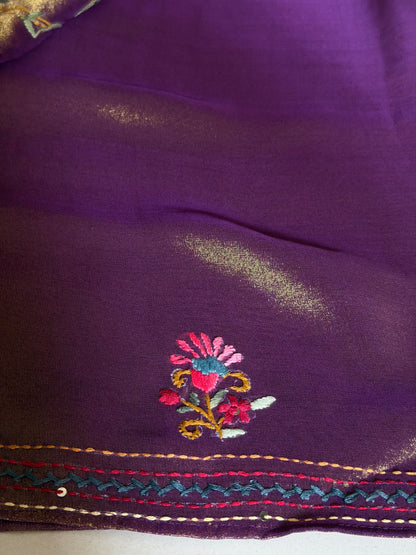 Lustrous Purple Tissue Embroidered Designer Saree