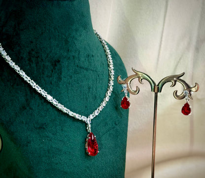 Passion Ruby Teardrop Necklace Set | Party Wear Jewelry