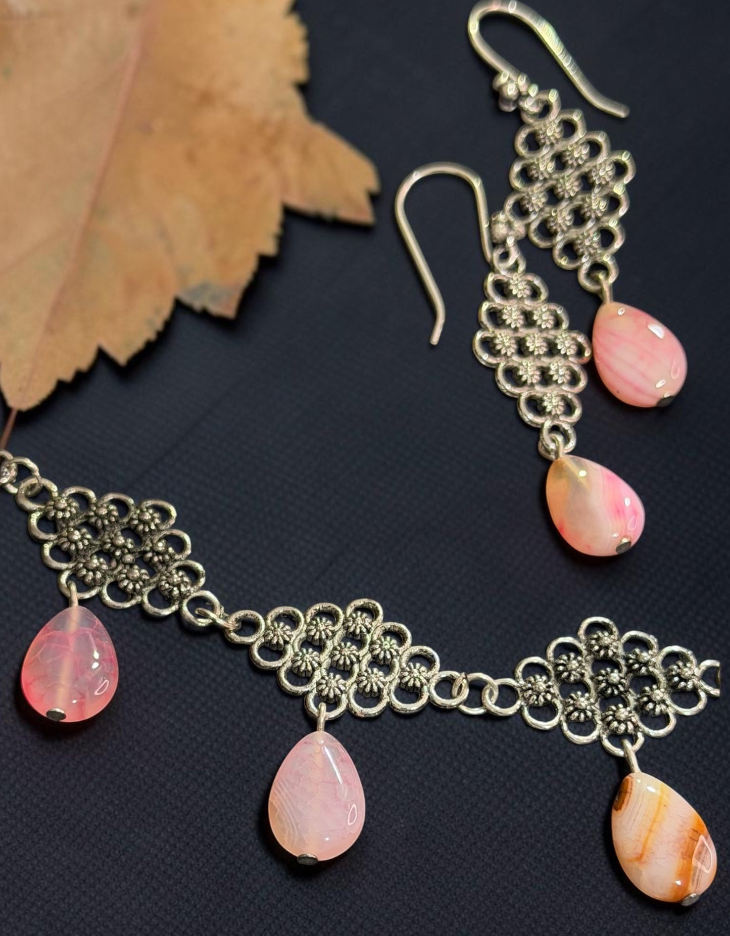 Blush Pink Oxidised Set | Hridha