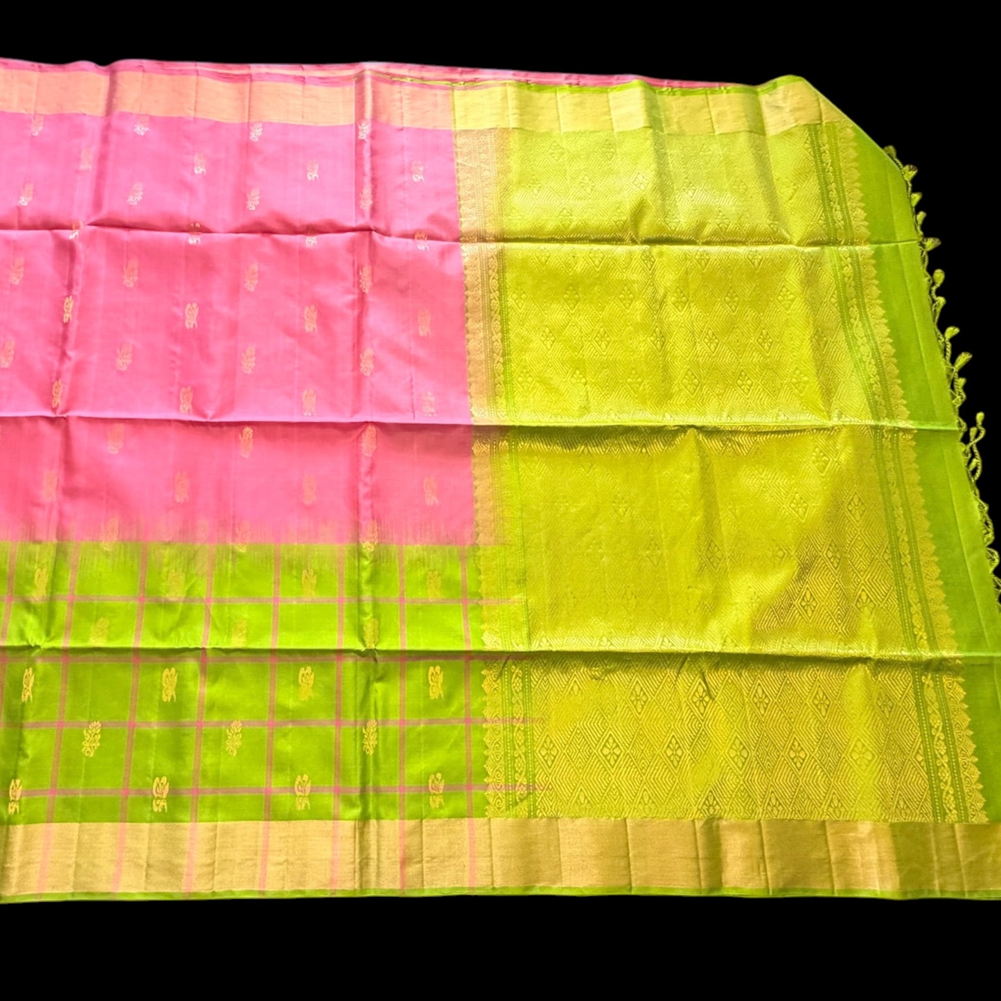 Modern Green Pink Combo in Pure Kanjivaram Silk