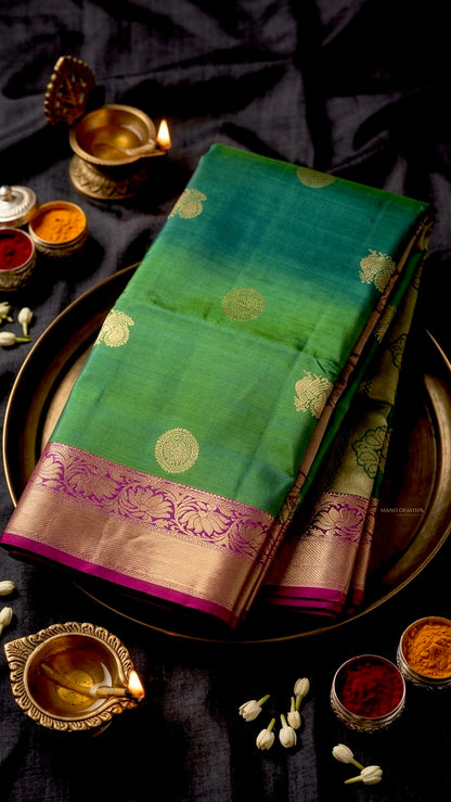 Verdant Elegance - Handwoven Kanjivaram Silk
