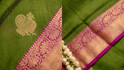 Verdant Elegance - Handwoven Kanjivaram Silk