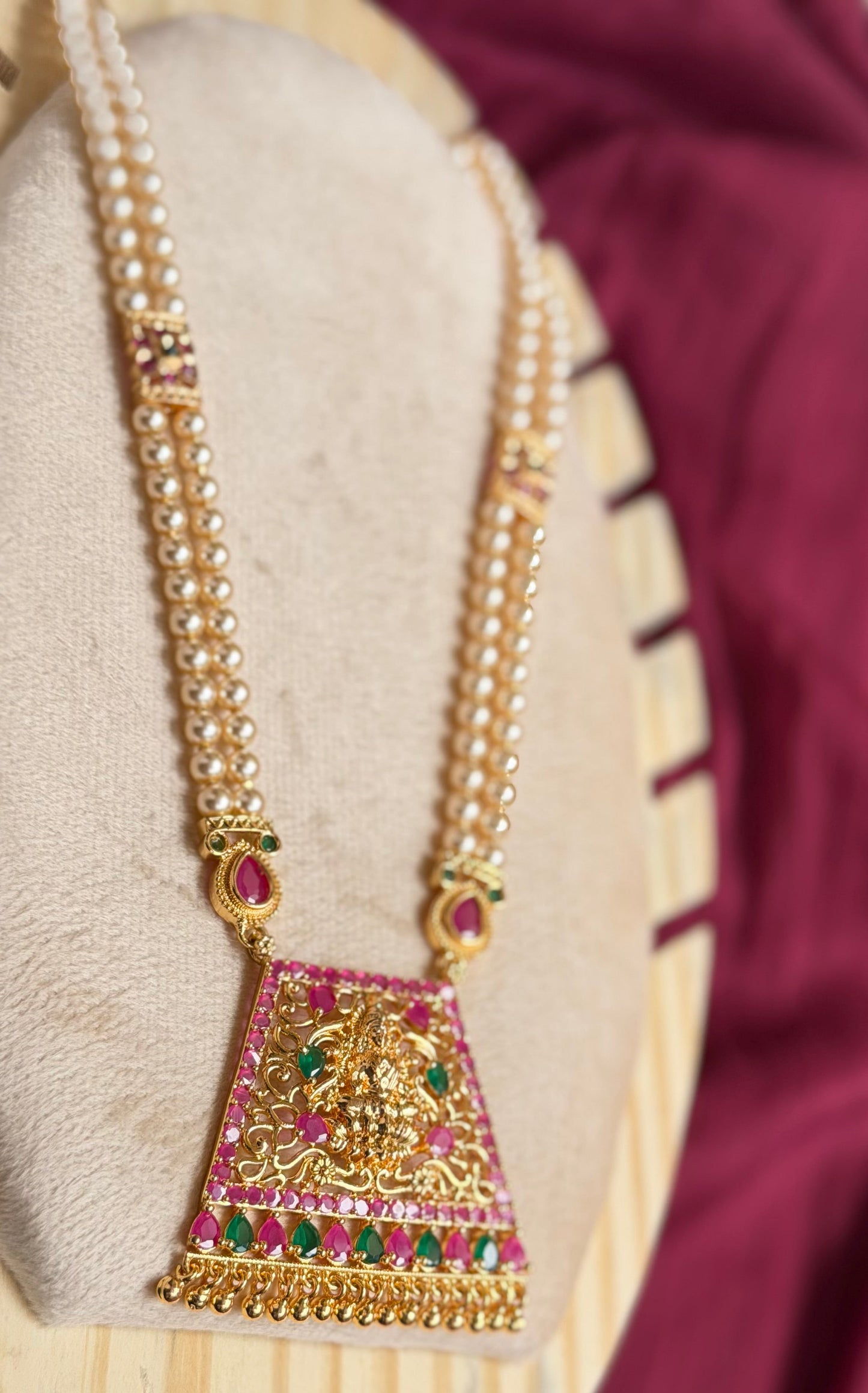 Dual-Strand Swarovski Pearl & Gemstone Pendant Necklace