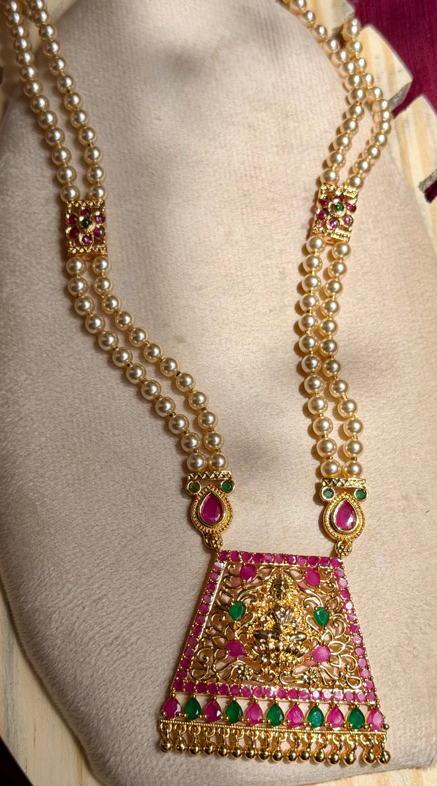 Dual-Strand Swarovski Pearl & Gemstone Pendant Necklace