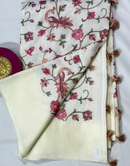 Premium All-Over Embroidered Tussar Sarees – Reception Edition