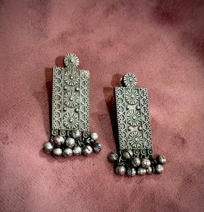 Asha Black Oxidised Earrings
