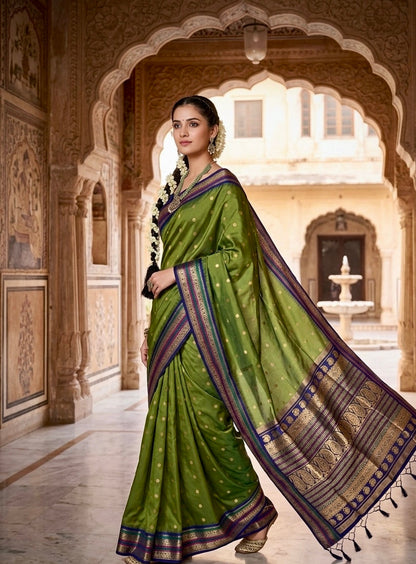The Azure & Emerald Fusion Soft Silk Saree