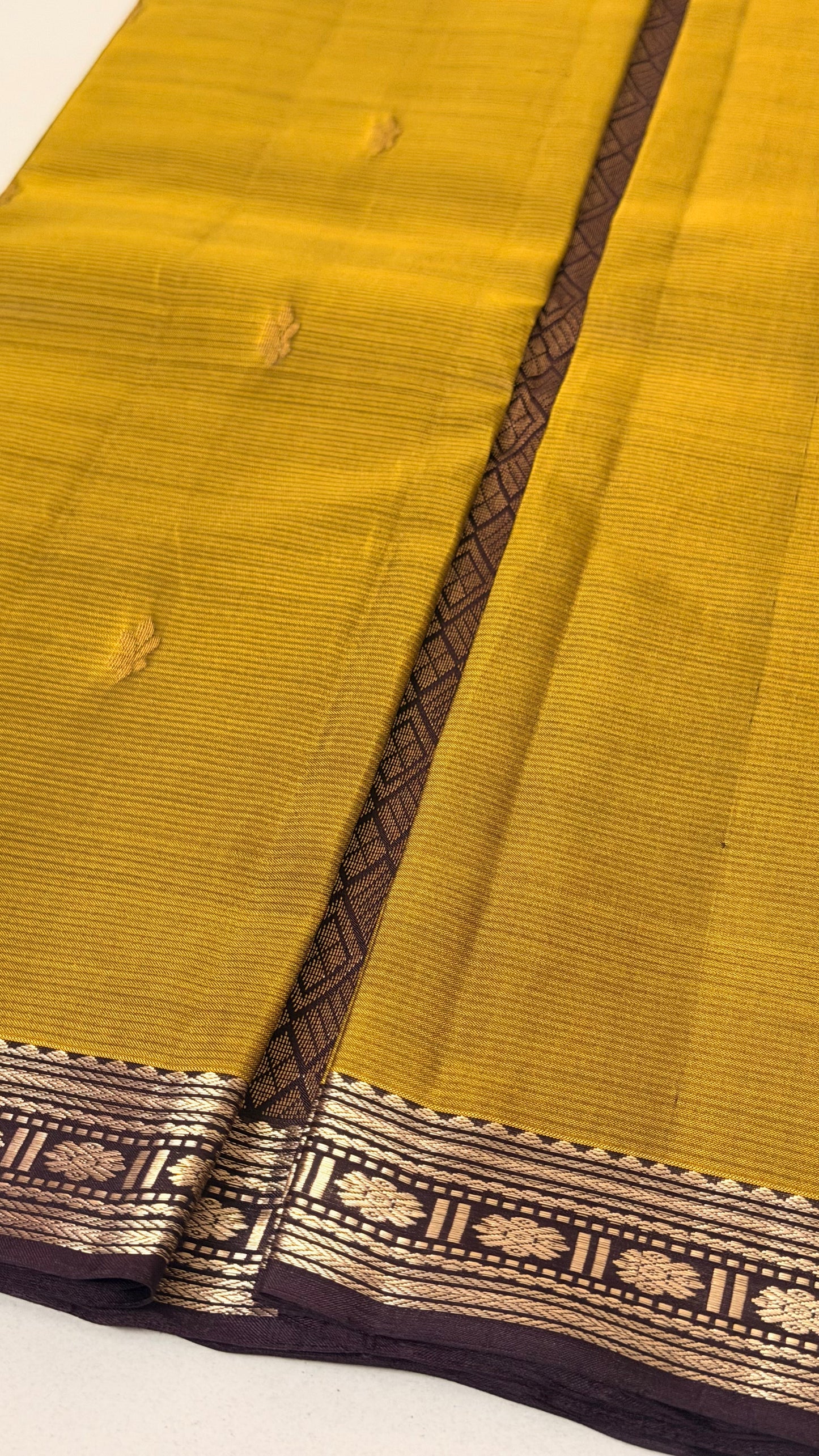 Golden Nectar: Honey Gold & Dark Maroon Kanjivaram Silk