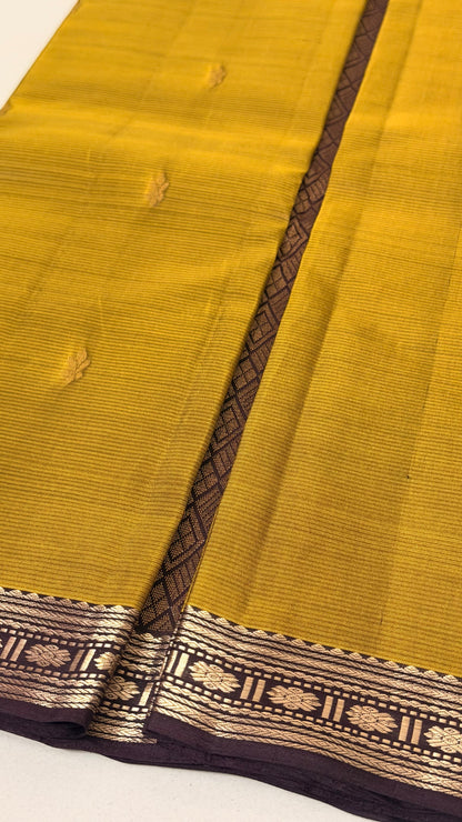 Golden Nectar: Honey Gold & Dark Maroon Kanjivaram Silk