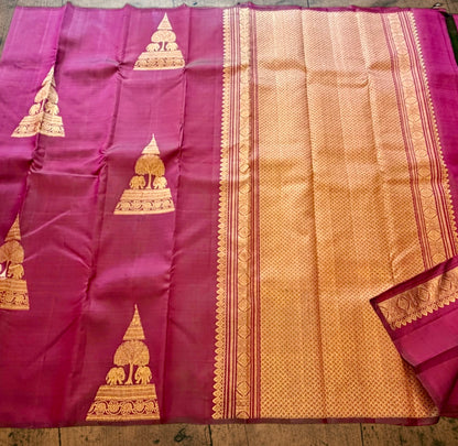 The Maroon Muse - Royal Elephant Pure Silk Saree