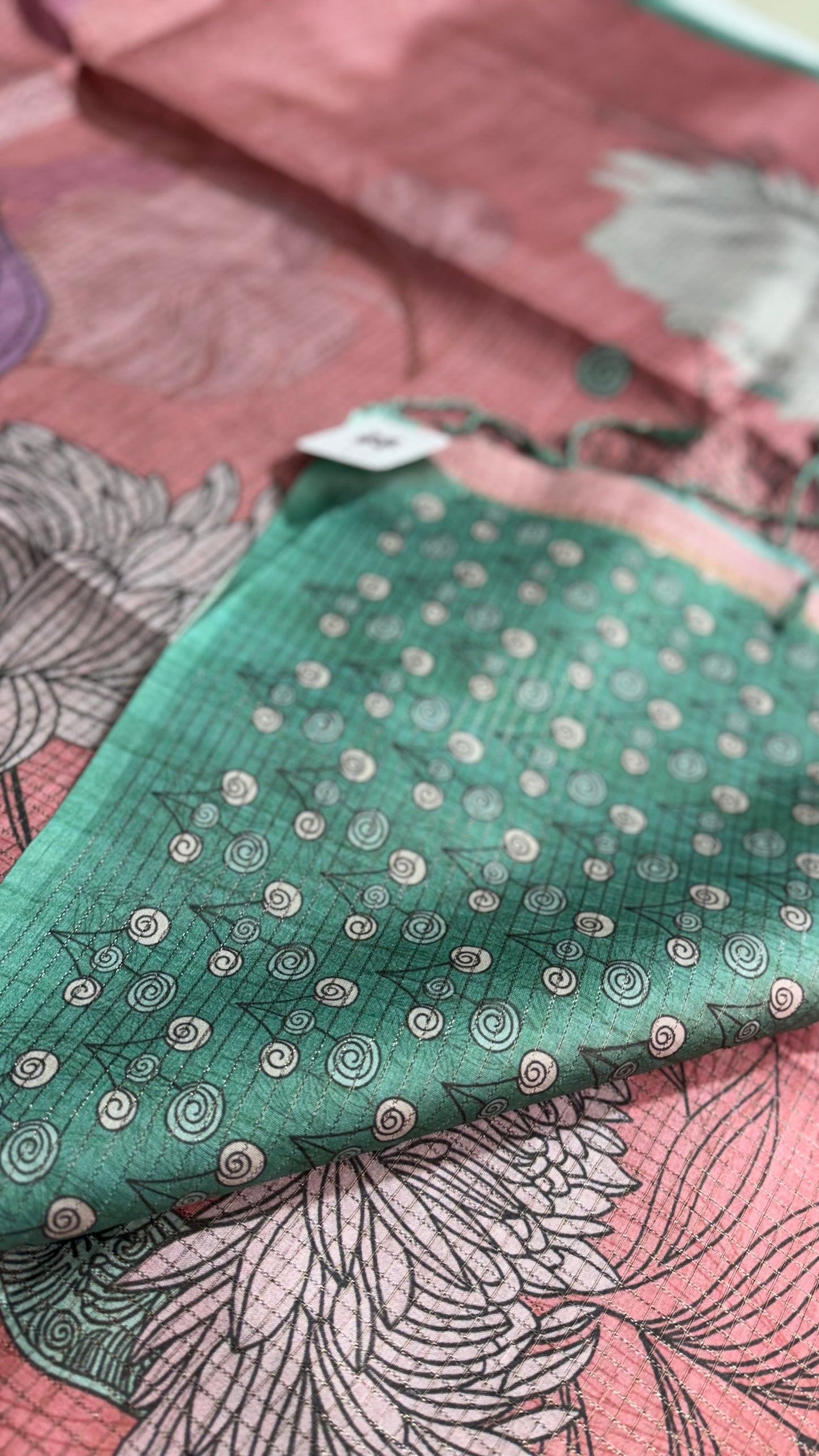 Blush Botanical Fusion Tussar Silk Saree