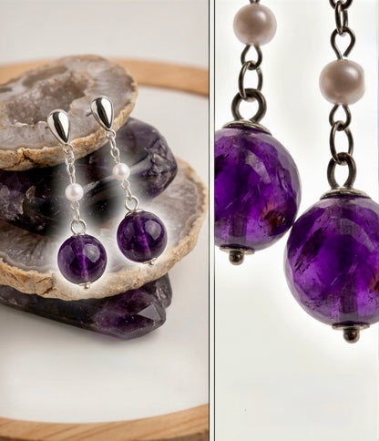 The Amethyst Drop: Luminosity & Depth Dangle Earrings